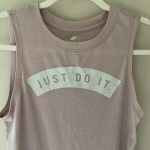 Nike Women Long Line Tank Top Sleeveless Pink Knit Just Do It XS